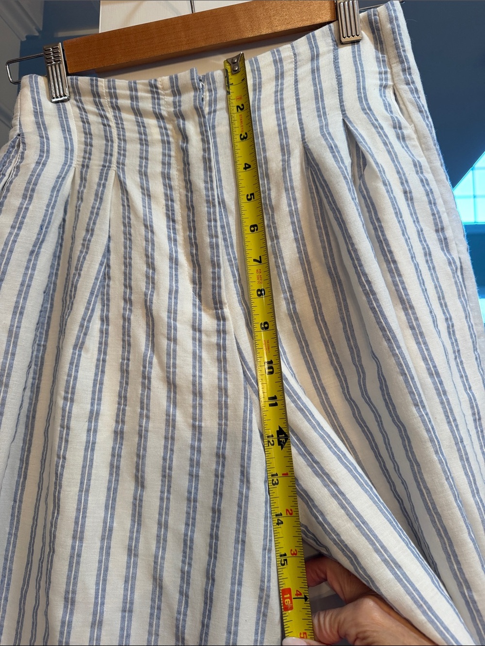 MABLE Blue White Striped 2 Piece Crop Top Wide Leg Pants Set S - Picture 8 of 16